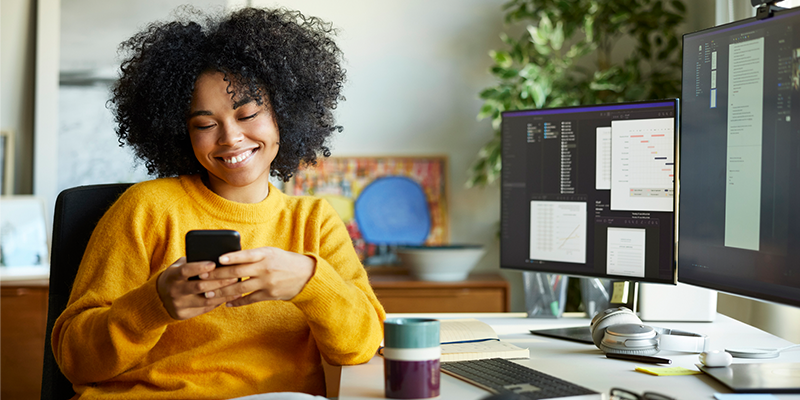 woman using smartphone