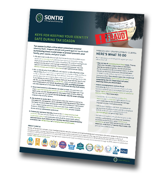 Sontiq Unemployment fraud and tax scam datasheet cover
